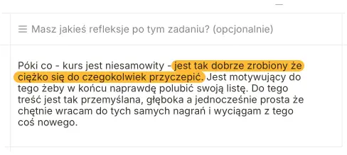 Opinia uczestnika o kursie