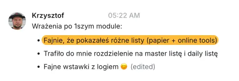 Opinia uczestnika o kursie